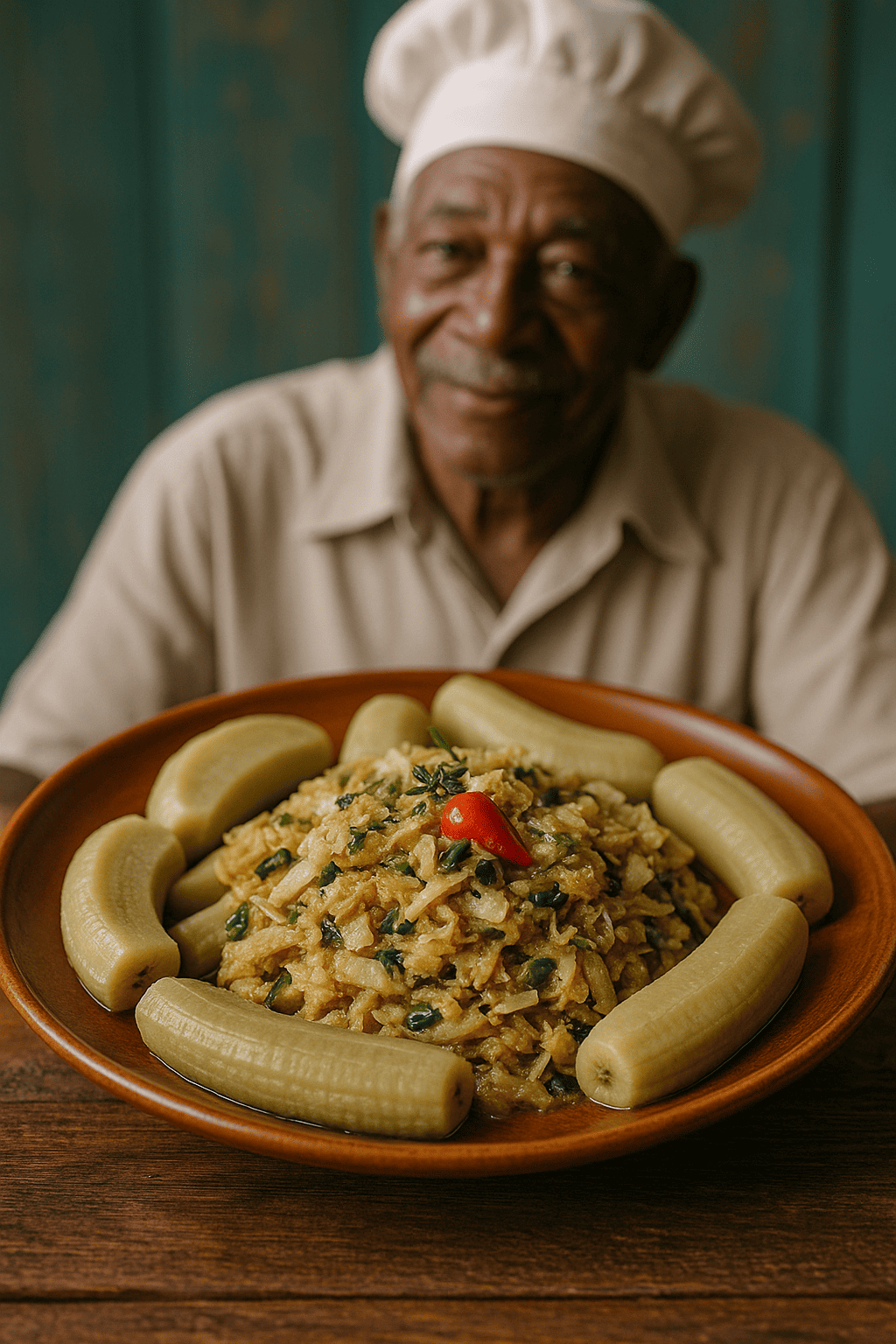 Ti-nain morue, plat traditionnel martiniquais à base de bananes vertes et de morue salée